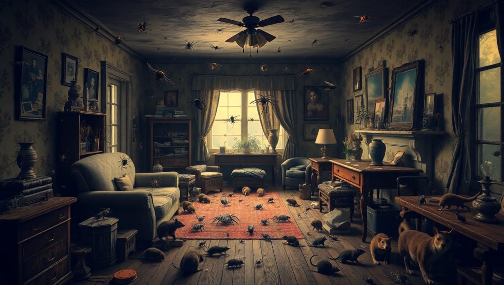 Différents types de parasites nuisibles, insectes et rongeurs identifiables en milieu urbain